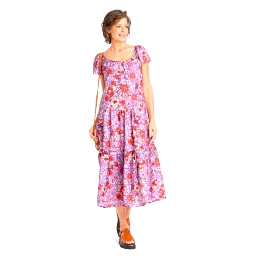 Knox Rose Purple Haze Floral Tiered Ruffle Maxi Dress Sz 3x